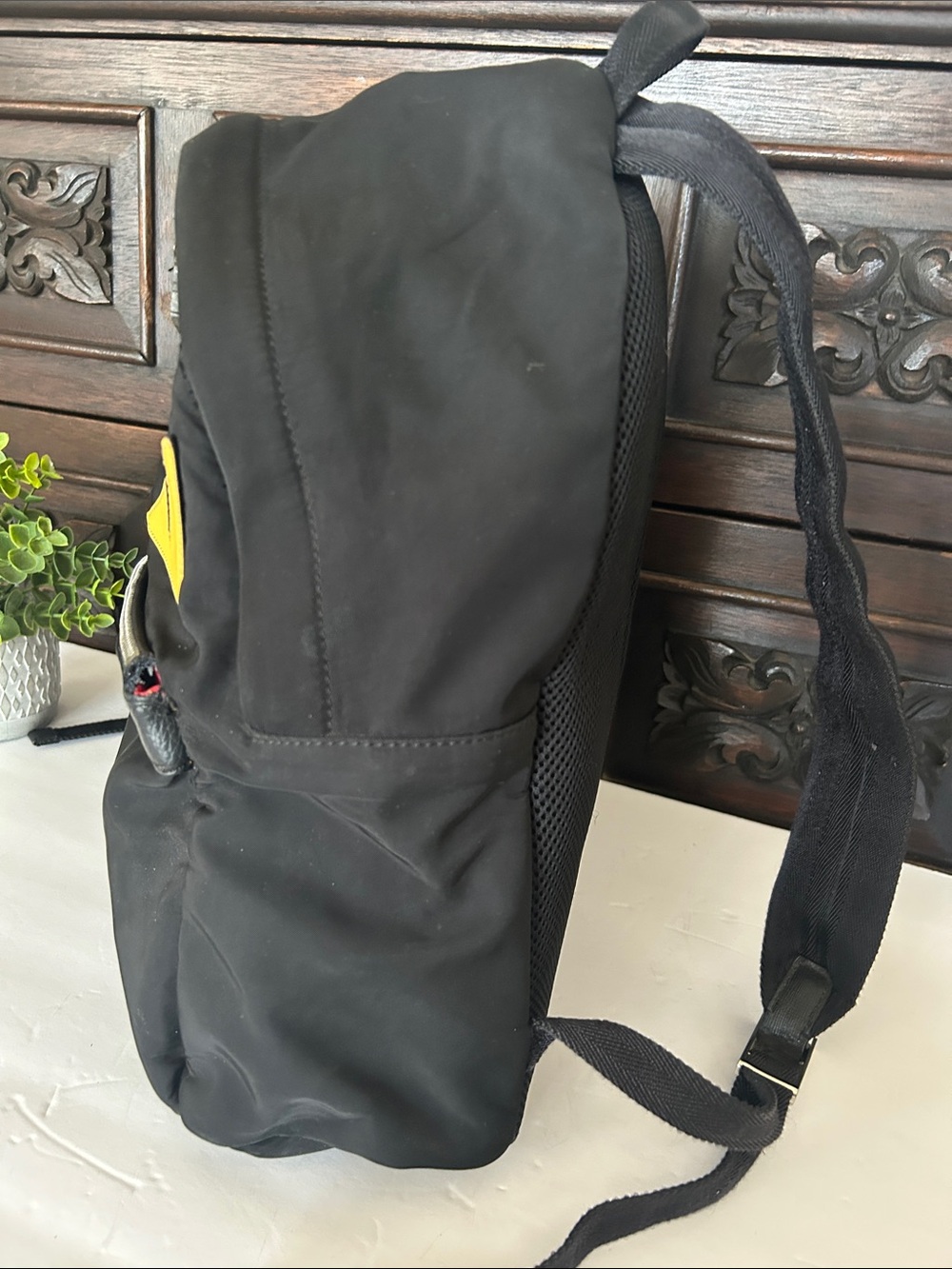 Black Backpack with Yellow Accent Eyes - Men - Picture 5 of 17